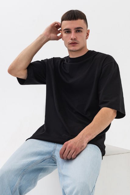 Футболка оверсайз мужская чёрная RAY OVERSIZE U0104 UNISEX