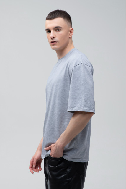 Футболка оверсайз мужская серый меланж RAY OVERSIZE U0104 UNISEX