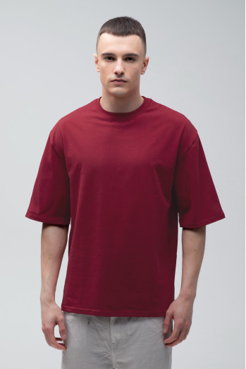 Футболка оверсайз  мужская    бордовая RAY OVERSIZE U0104 UNISEX