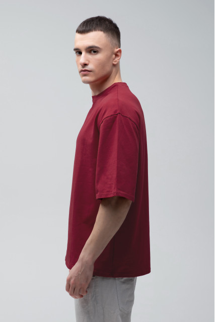 Футболка оверсайз мужская бордовая RAY OVERSIZE U0104 UNISEX