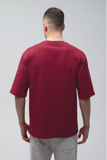 Футболка оверсайз  мужская    бордовая RAY OVERSIZE U0104 UNISEX