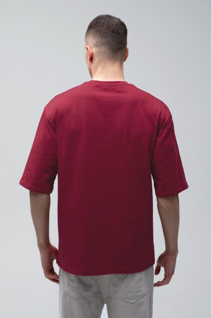 Футболка оверсайз мужская бордовая RAY OVERSIZE U0104 UNISEX