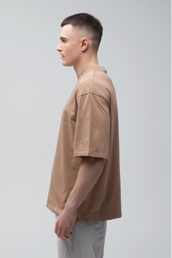 Футболка оверсайз  мужская     коричневая  RAY OVERSIZE U0104 UNISEX