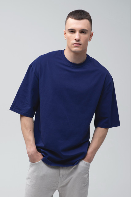 Футболка оверсайз мужская тёмно-синяя RAY OVERSIZE U0104 UNISEX
