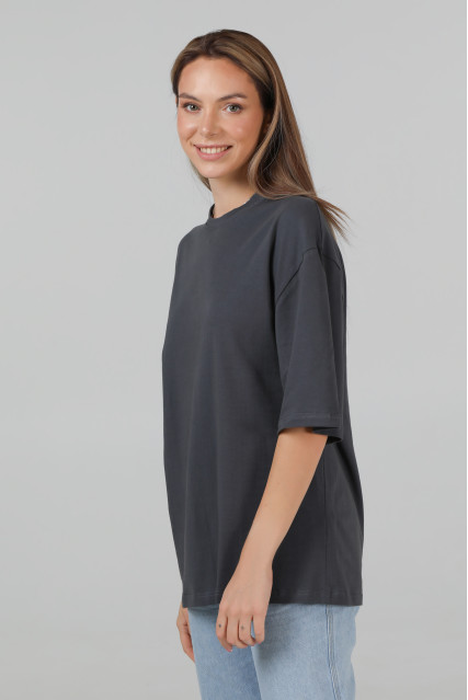 Футболка оверсайз женская тёмно- серая RAY OVERSIZE U0104 UNISEX