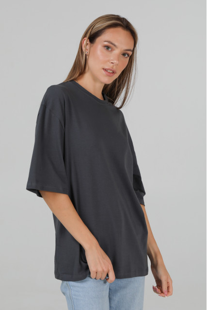 Футболка оверсайз женская тёмно- серая RAY OVERSIZE U0104 UNISEX