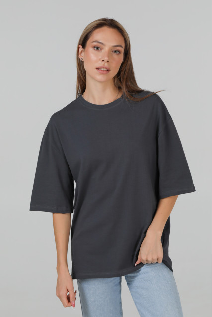 Футболка оверсайз женская тёмно- серая RAY OVERSIZE U0104 UNISEX