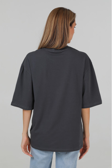 Футболка оверсайз женская тёмно- серая RAY OVERSIZE U0104 UNISEX