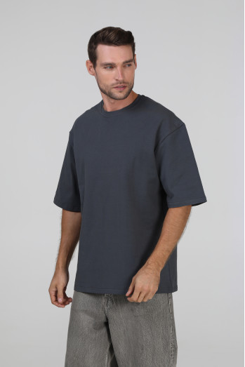 Футболка оверсайз мужская тёмно-серая RAY OVERSIZE U0104 UNISEX