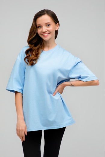 Футболка оверсайз  женская    голубая  RAY OVERSIZE U0104 UNISEX