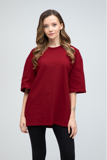 Футболка оверсайз женская бордовая RAY OVERSIZE U0104 UNISEX