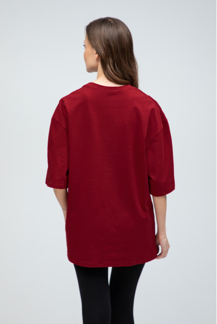 Футболка оверсайз женская бордовая RAY OVERSIZE U0104 UNISEX
