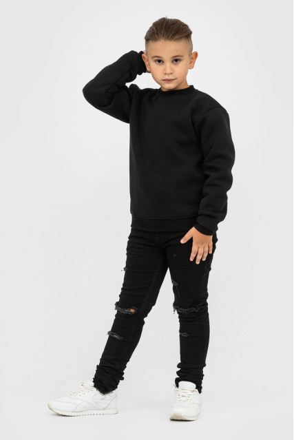 Світшот дитячий для хлопчика чорний утеплений RAY BASIC KIDS K0303