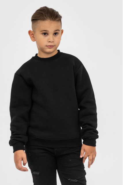 Світшот дитячий для хлопчика чорний утеплений RAY BASIC KIDS K0303