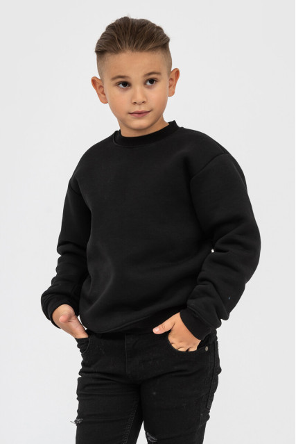 Світшот дитячий для хлопчика чорний утеплений RAY BASIC KIDS K0303