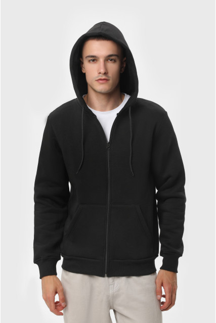 Худі чоловіче на замку чорне утеплене RAY BASIC U0405L