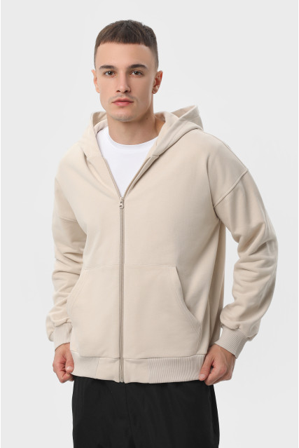 Худі на замку чоловіче бежеве RAY LOOSE U0409