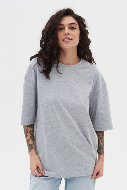 Футболка оверсайз женская серый меланж RAY OVERSIZE U0104 UNISEX
