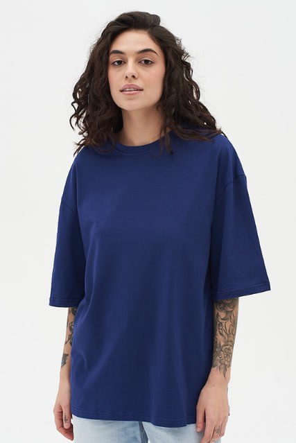 Футболка оверсайз женская тёмно-синяя RAY OVERSIZE U0104 UNISEX