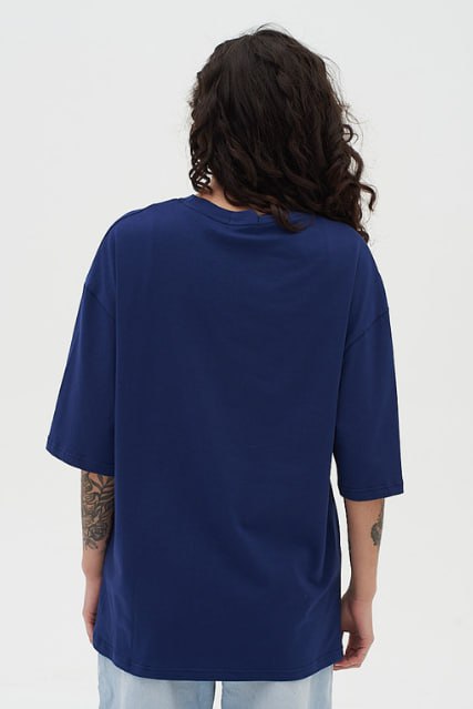 Футболка оверсайз женская тёмно-синяя RAY OVERSIZE U0104 UNISEX