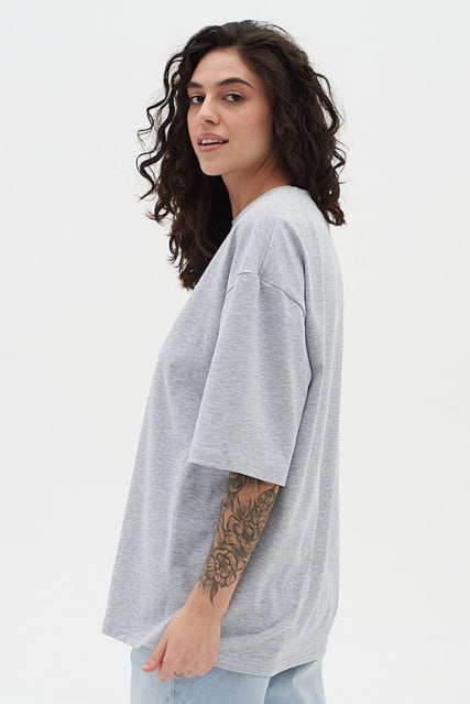 Футболка оверсайз женская серый меланж RAY OVERSIZE U0104 UNISEX