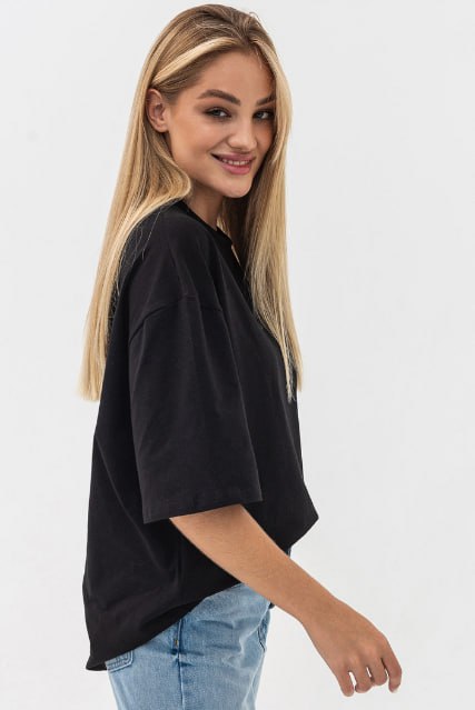 Футболка оверсайз женская чёрная RAY OVERSIZE U0104 UNISEX