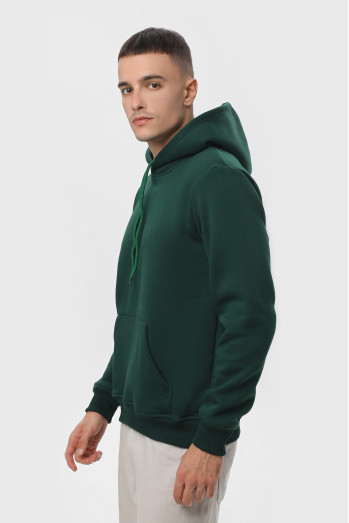 Худи  мужское    тёмно- зелёное утепленное RAY BASIC U0401 UNISEX