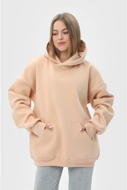 Худі оверсайз жіноче бежеве утеплене RAY OVERSIZE U0404 UNISEX