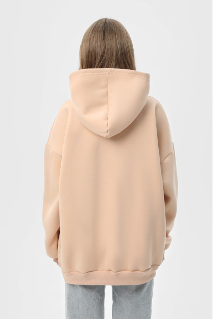 Худі оверсайз жіноче бежеве утеплене RAY OVERSIZE U0404 UNISEX