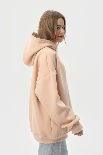 Худі оверсайз жіноче бежеве утеплене RAY OVERSIZE U0404 UNISEX