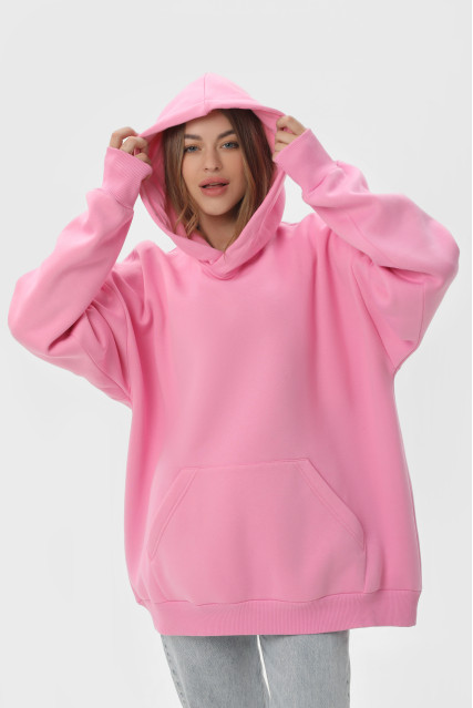 Худи оверсайз женское розовое утеплённое RAY OVERSIZE U0404 UNISEX
