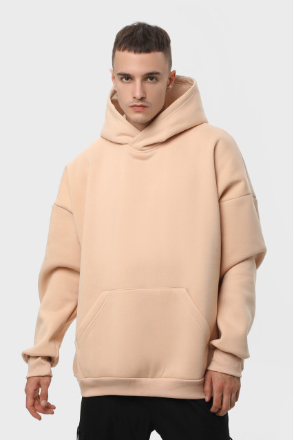Худи оверсайз мужское бежевое утеплённое RAY OVERSIZE U0404 UNISEX