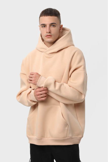 Худи оверсайз мужское бежевое утеплённое RAY OVERSIZE U0404 UNISEX