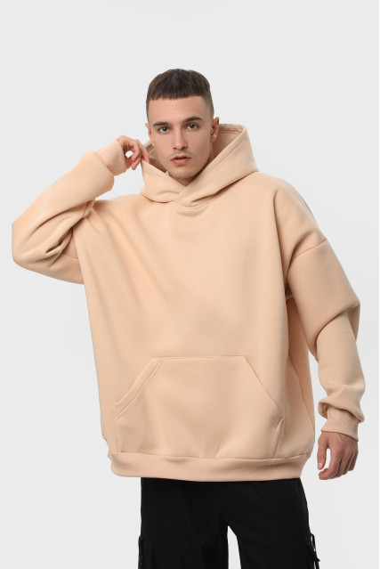 Худи оверсайз мужское бежевое утеплённое RAY OVERSIZE U0404 UNISEX