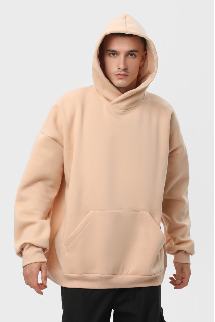 Худи оверсайз мужское бежевое утеплённое RAY OVERSIZE U0404 UNISEX