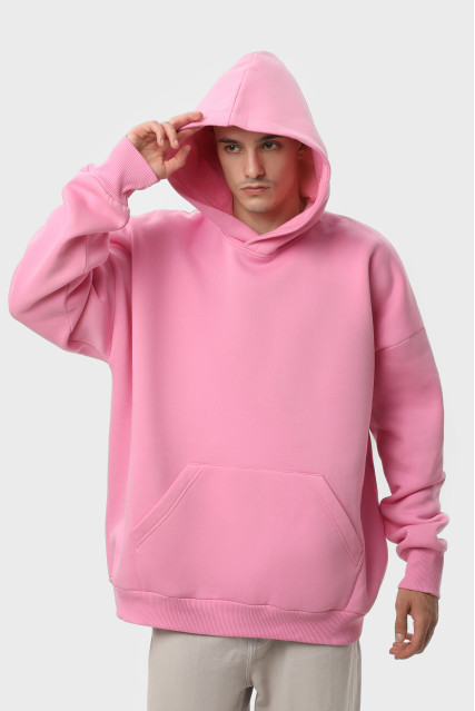 Худи оверсайз мужское розовое утеплённое RAY OVERSIZE U0404 UNISEX
